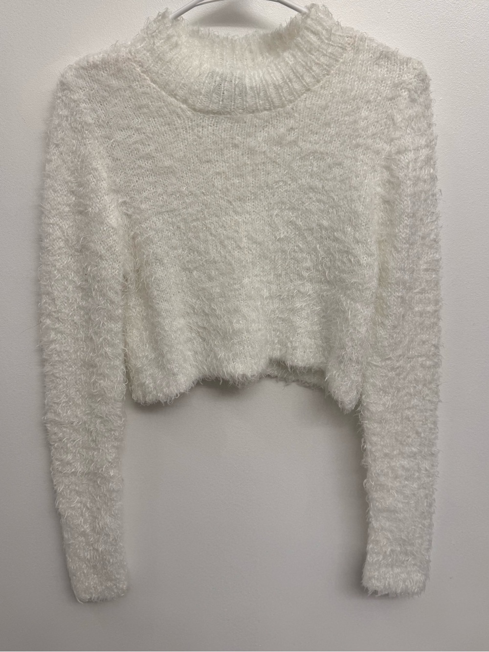 Wild Fable White Fuzzy Cropped Turtleneck Sweater